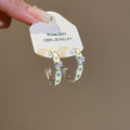 Sweet Style Copper Zircon Heart Enamel C Shape Stud Drop Earrings For Women view 4