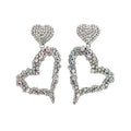 Alloy Rhinestone Geometric Hollow Heart Drop Earrings, European Court Style Statement Jewelry view 5