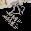 Alloy Rhinestone Geometric Hollow Heart Drop Earrings, European Court Style Statement Jewelry view 2