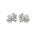French Style Copper Zircon Wrinkled Bow Stud Earrings Light Luxury Geometric Fashion Jewelry view 5