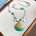 Sweet Vacation Style Ceramic Shell Pendant Sweater Necklace Minimalist Clavicle Chain For Women view 2
