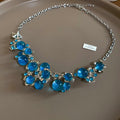 Vintage European Court Style Round Resin Flower Pendant Necklace, Light Luxury Floral Choker view 2