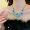 Vintage European Court Style Round Resin Flower Pendant Necklace, Light Luxury Floral Choker view 3