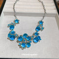 Vintage European Court Style Round Resin Flower Pendant Necklace, Light Luxury Floral Choker view 4