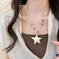 Sweet Vacation Style Ceramic Starfish Sweater Necklace For Women, Minimalist Light Luxury Collarbone Chain view 3