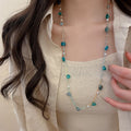 Bohemian Resort Style Agate Crystal Pearl Necklace With Irregular Geometric Pendant For Women view 3