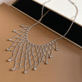 Minimalist Light Luxury Copper Hollow Geometric Tassel Collarbone Necklace view 4