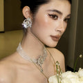 Light Luxury Palace Style Rhinestone Crystal Beaded Teardrop Necklace Ear Clip Jewelry Set view 4