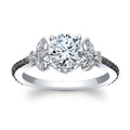 Silver Tone Round Clear Crystal Leaf Accent Ring Fashion Jewelry view 1