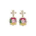 Vintage Copper Zircon Flower Teardrop Stud Earrings For Elegant Banquet Dresses view 5