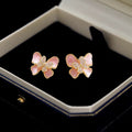 Korean Sweet Style Alloy Silver Needle Rhinestone Enamel Butterfly Stud Earrings view 3