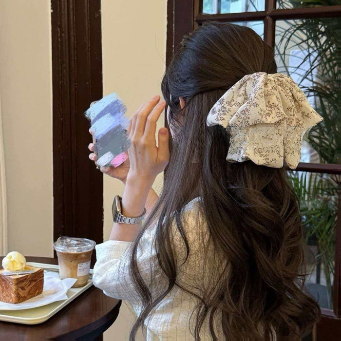 Chiffon Floral Bow Claw Clip For Half Up Hair