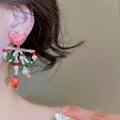 Fresh Style Crystal Heart Bow Clip-on Earrings For Women, Sweet Summer Island Vacation Jewelry view 3