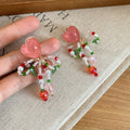 Fresh Style Crystal Heart Bow Clip-on Earrings For Women, Sweet Summer Island Vacation Jewelry view 4