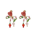 Fresh Style Crystal Heart Bow Clip-on Earrings For Women, Sweet Summer Island Vacation Jewelry view 5