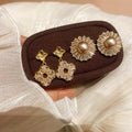 Light Luxury Faux Pearl Zircon Flower Round Stud Earrings For Women view 3