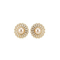 Light Luxury Faux Pearl Zircon Flower Round Stud Earrings For Women view 5