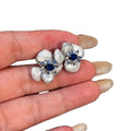 Blue Enamel 3D Flower Alloy Stud Earrings For Women, Sparkling Elegant Sweet Versatile Style view 5