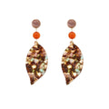 Vintage Acrylic Tortoiseshell Leaf Drop Beaded Tassel Luxury Alloy Stud Statement Dangle Earrings view 5