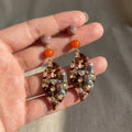 Vintage Acrylic Tortoiseshell Leaf Drop Beaded Tassel Luxury Alloy Stud Statement Dangle Earrings view 4
