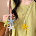 Blue Resin Starfish Sweater Necklace For Women, Beach Vacation Style Casual Elegant Pendant view 3
