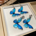 Dreamy Blue Resin Butterfly Drop Earrings For Women, Light Luxury Beach Vacation Style view 4