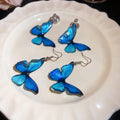 Dreamy Blue Resin Butterfly Drop Earrings For Women, Light Luxury Beach Vacation Style view 2