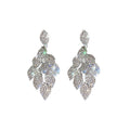 Copper Leaf Rhinestone Tassel Drop Earrings With Silver Needle, Light Luxury Statement Style view 5