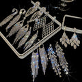 Copper Leaf Rhinestone Tassel Drop Earrings With Silver Needle, Light Luxury Statement Style view 3