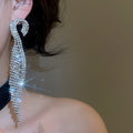 Copper Leaf Rhinestone Tassel Drop Earrings With Silver Needle, Light Luxury Statement Style view 4