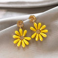 Artificial Crystal Flower Stud Earrings With Silver Posts, Sweet Summer Vacation Style view 3