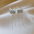 Silver Needle Rhinestone Hollow Crystal Butterfly Stud Earrings, Elegant Versatile Style view 4