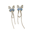 Silver Needle Rhinestone Hollow Crystal Butterfly Stud Earrings, Elegant Versatile Style view 5