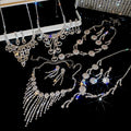 Light Luxury Court Style Copper Rhinestone Round Flower Earrings Necklace Jewelry Set view 3