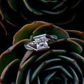 Silver Square Princess CZ Bypass Ring Pave Shoulders view 1
