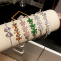18K Gold Plated Copper Zircon Flower Bangle For Women Retro Luxury Floral Bracelet view 2