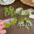 Alloy Crystal Flower Tassel Drop Earrings, Fresh Sweet Beach Style Floral Ear Studs view 1