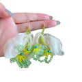 Alloy Crystal Flower Tassel Drop Earrings, Fresh Sweet Beach Style Floral Ear Studs view 5