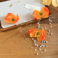 Fabric Flower Faux Pearl Tassel Stud Earrings Necklace Jewelry Set For Women Beach Vacation Style view 4