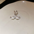 Korean Style Zircon Bow Faux Pearl Clip-on Earrings For Women Light Luxury No Piercing Ear Cuffs view 4
