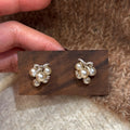 French Style Faux Pearl Zircon Flower Cluster Stud Earrings For Women view 3