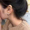French Style Faux Pearl Zircon Flower Cluster Stud Earrings For Women view 2
