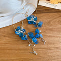 Bohemian Mesh Flower Faux Pearl Silver Needle Earrings Fresh Sweet Vacation Style view 2