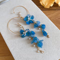 Bohemian Mesh Flower Faux Pearl Silver Needle Earrings Fresh Sweet Vacation Style view 4