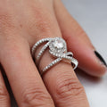 Silver Tone Spiral Halo Ring with Clear Stones Design view 3