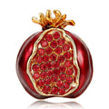 Alloy Enamel Pomegranate Brooch Pin With Red Rhinestone For Coats view 1