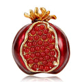 Alloy Enamel Pomegranate Brooch Pin With Red Rhinestone For Coats view 2