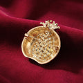 Alloy Enamel Pomegranate Brooch Pin With Red Rhinestone For Coats view 4
