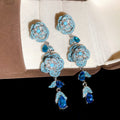 Vintage Flower Zircon Alloy Stud Earrings With Silver Pins, Luxury Women's Jewelry view 4