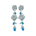 Vintage Flower Zircon Alloy Stud Earrings With Silver Pins, Luxury Women's Jewelry view 5